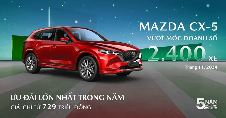Ưu đãi lớn nhất trong năm: Sở hữu Mazda CX-5 với mức giá chỉ từ 729 triệu đồng