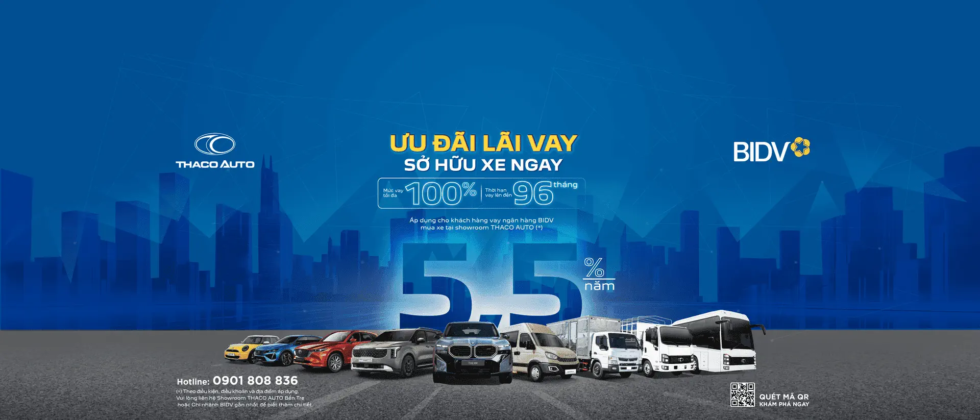 THACO AUTO hợp tác BIDV triển khai gói vay mua xe ưu đãi đến 100% giá trị xe, lãi suất chỉ từ 5,5%/năm